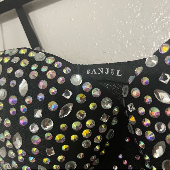 Banjul Black Iridescent Rhinestone Cocktail Dress Size Medium - Picture 4 of 6